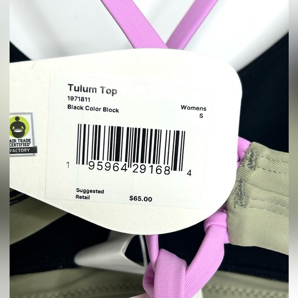 prAna Tulum Bikini Top in Green/Black/Pink – Size S - Picture 6 of 6